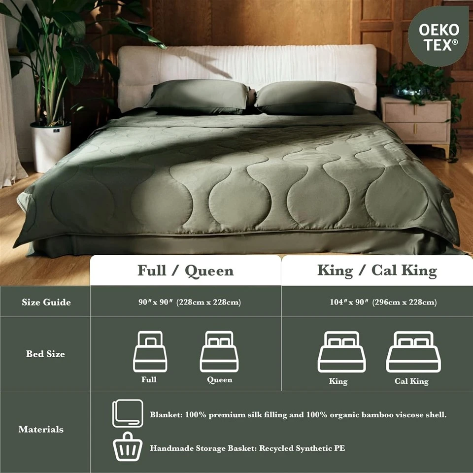 Mulberry Silk Cooling Comforter | 100% Silk Fill And 100% Bamboo Viscose Shell | All Natural Materials To Quickly Cool Down For Hot Sleepers, Night Sweats Mulberry Silk Cooling Comforter | 100% Silk Fill And 100% Bamboo Viscose Shell | All Natural Materials To Quickly Cool Down For Hot Sleepers, Night Sweats